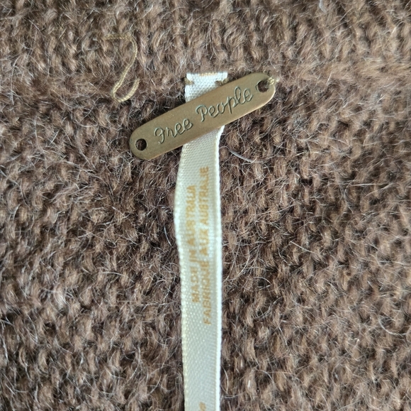 Free People Mohair Blend Brown Ribbed Cropped Cardigan ☕ Size S - Picture 3 of 8